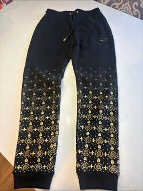 Black Sweatpants with Gold Print — Designer-Inspired Men’s Joggers